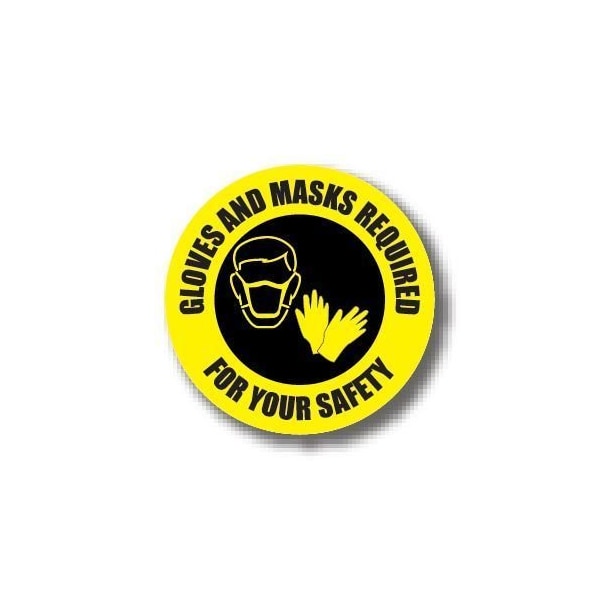 Ergomat 30in CIRCLE SIGNS Gloves And Mask Required For Your Safety DSV-SIGN 900 #6316 -UEN - main
